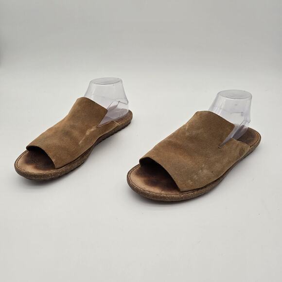 Born Sandals Womens 11 Brown Mesilla Flats Open Toe Slides Slip On Leather Suede - Picture 5 of 12